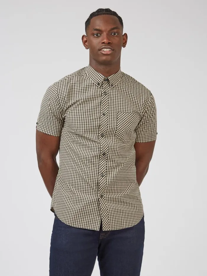 Ben Sherman Short Sleeve Shirts Men Signature ShortSleeve Gingham Shirt 8211 Black