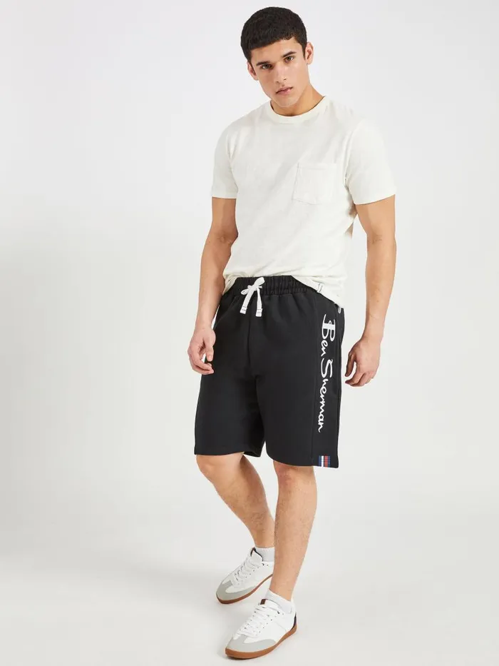 Ben Sherman Shorts Men Casual Knit Logo Shorts 8211 Black