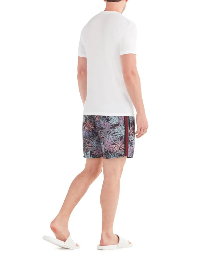 Ben Sherman Shorts Men La Concha Paisley Print Swim Short 8211 BlackBlueSoft Coral