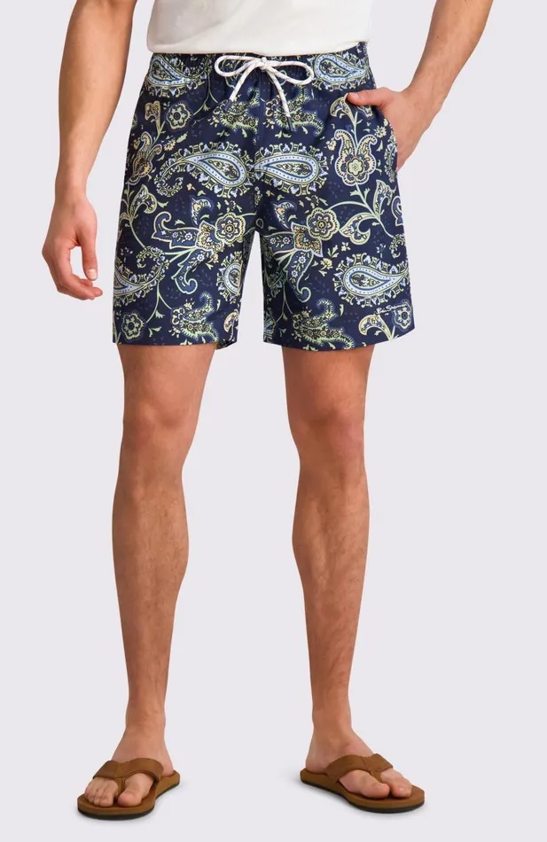 Ben Sherman Shorts Men Paisley Print Swim Trunks 8211 Navy