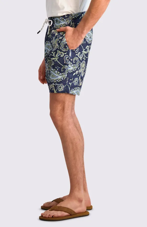 Ben Sherman Shorts Men Paisley Print Swim Trunks 8211 Navy