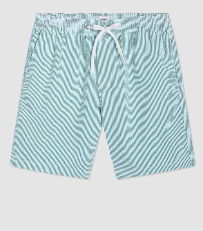 Ben Sherman Shorts Men Seersucker Slim Fit Bengal Stripe Short 8211 GreenEcru