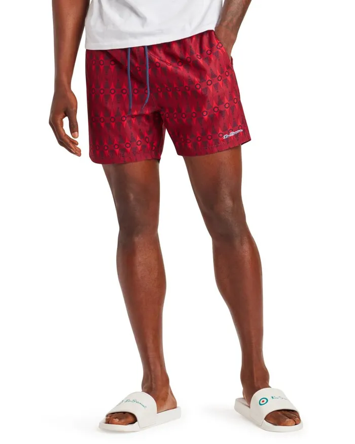 Ben Sherman Shorts Men Shoal Bay Geo Print Swim Short 8211 RedNavy