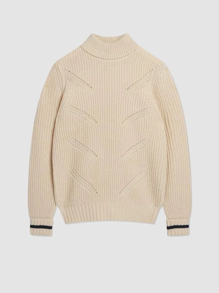 Ben Sherman Sweaters and Knits Men Chunky RollNeck Striped Sweater 8211 Ivory