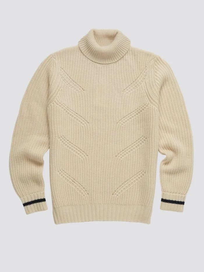 Ben Sherman Sweaters and Knits Men Chunky RollNeck Striped Sweater 8211 Ivory