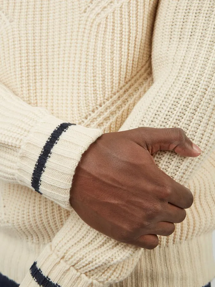 Ben Sherman Sweaters and Knits Men Chunky RollNeck Striped Sweater 8211 Ivory