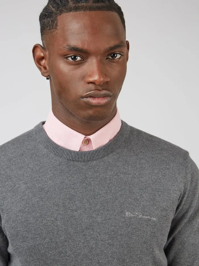 Ben Sherman Sweaters and Knits Men Signature Knit Crewneck Sweater 8211 Charcoal