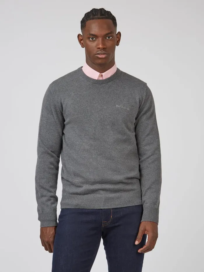 Ben Sherman Sweaters and Knits Men Signature Knit Crewneck Sweater 8211 Charcoal
