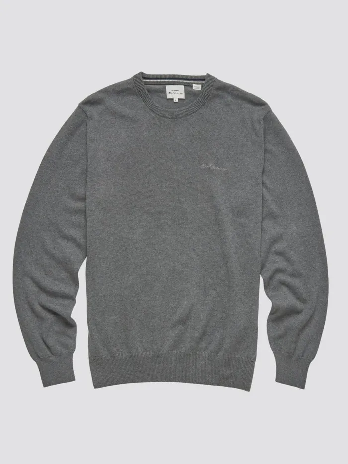 Ben Sherman Sweaters and Knits Men Signature Knit Crewneck Sweater 8211 Charcoal