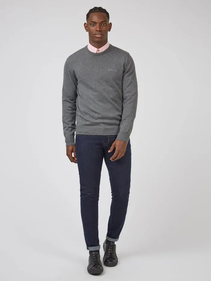 Ben Sherman Sweaters and Knits Men Signature Knit Crewneck Sweater 8211 Charcoal