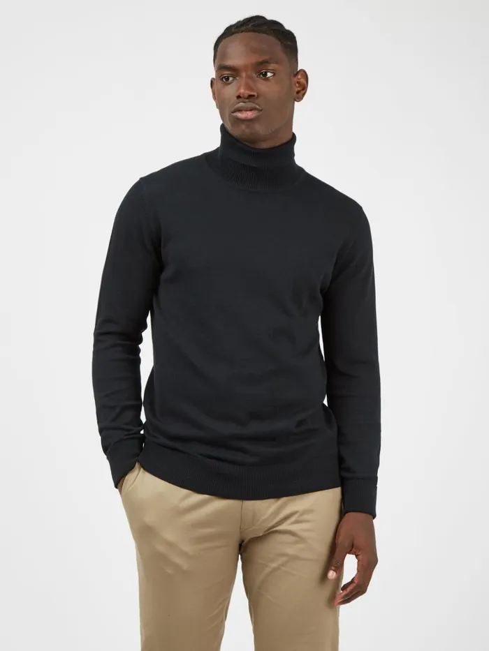 Ben Sherman Sweaters and Knits Men Signature Knit RollNeck Sweater 8211 Black