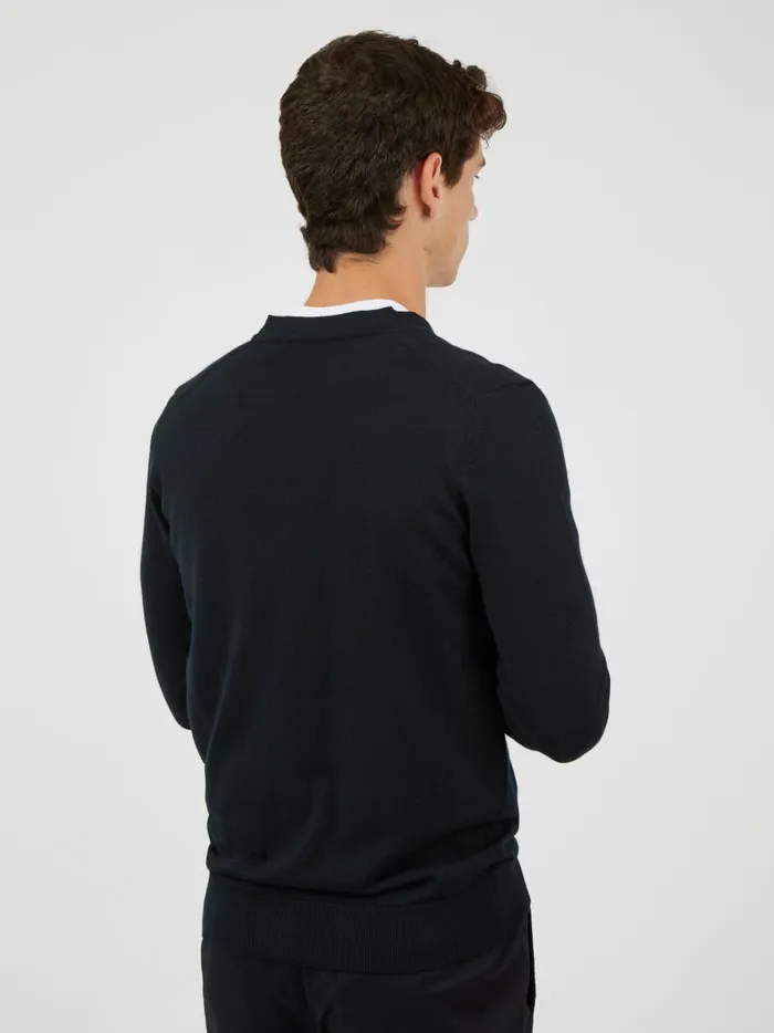 Ben Sherman Sweaters and Knits Men Signature Merino Cardigan Sweater 8211 Black