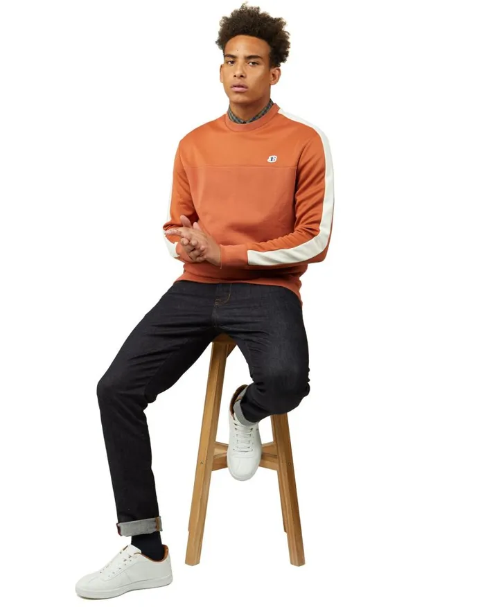 Ben Sherman Sweatshirts and Hoodies Men B By TricotLoopback Mix Sweatshirt 8211 Sienna