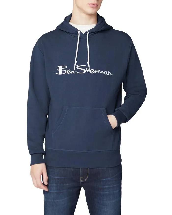 Ben Sherman Sweatshirts and Hoodies Men Embroidered Logo Hoodie 8211 Dark Navy