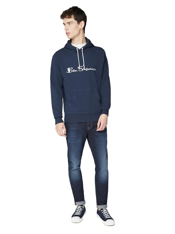 Ben Sherman Sweatshirts and Hoodies Men Embroidered Logo Hoodie 8211 Dark Navy