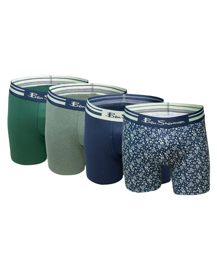 Ben Sherman Underwear Men 4Pack Microfiber Print and Solid NoFly Boxer Briefs 8211 Multi