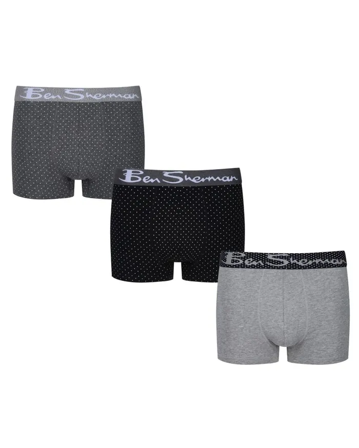 Ben Sherman Underwear Men Giles 3Pack Fitted NoFly BoxerBriefs 8211 Charcoal Grey MarlGrey MarlBlack Spot Ben Sherman Underwear Men Giles 3Pack Fitted NoFly BoxerBriefs 8211 Charcoal Grey MarlGrey MarlBlack Spot
