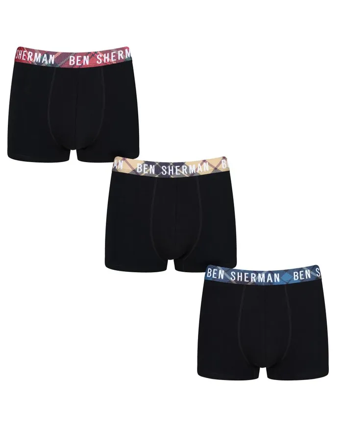 Ben Sherman Underwear Men Mason 3Pack Fitted NoFly BoxerBriefs 8211 Black