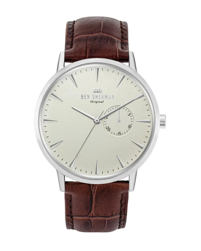 Ben Sherman Watches Men Portobello Professional Multi Watch 8211 BrownWhiteSilver
