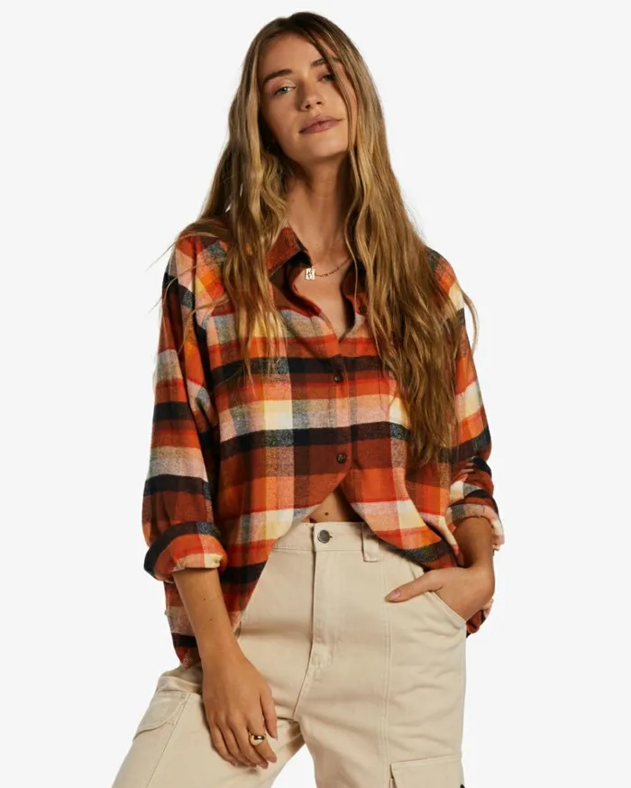 Best Time Long Sleeve Shirt Mocha Women Billabong Tops