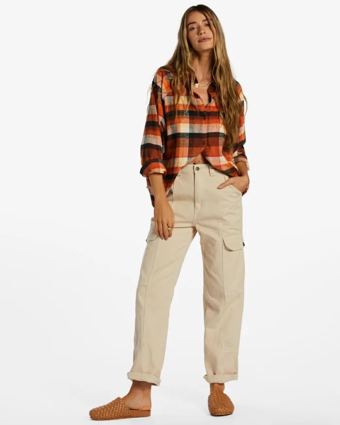 Best Time Long Sleeve Shirt Mocha Women Billabong Tops