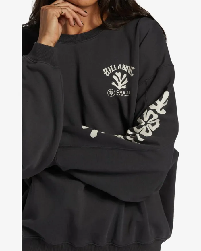 Beyond The Reef Crew Neck Sweatshirt Black Sands Women Billabong Sweatshirts and Fleece