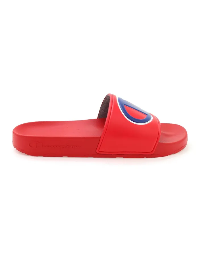 Big Kids039 Slide Sandals C Logo Red Kids Champion Lifestyle
