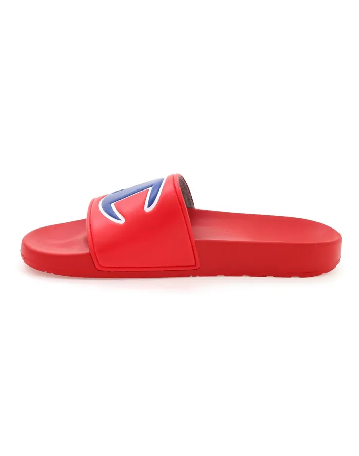 Big Kids039 Slide Sandals C Logo Red Kids Champion Lifestyle
