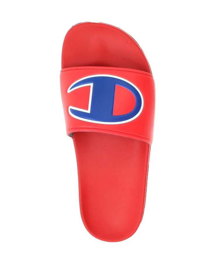 Big Kids039 Slide Sandals C Logo Red Kids Champion Lifestyle