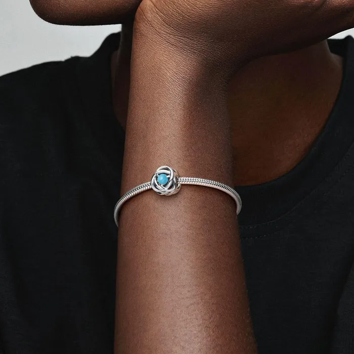 Birthstone Charms Women Pandora December Birthstone Eternity Circle Charm Turquoise
