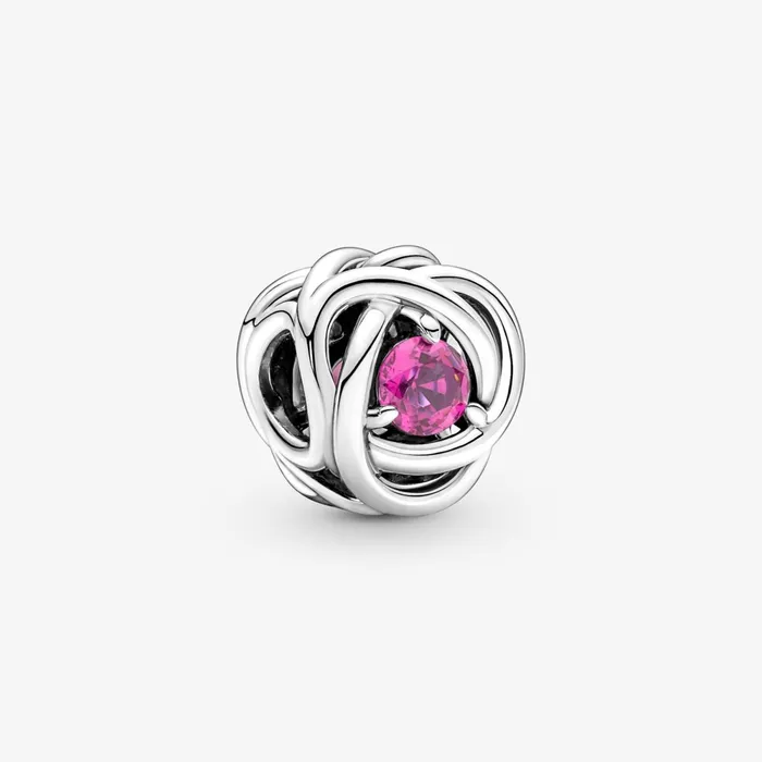 Birthstone Charms Women Pandora October Birthstone Eternity Circle Charm Pink