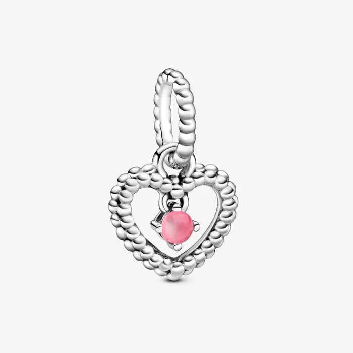Birthstone Charms Women Pandora October Birthstone Heart Dangle Charm Pink