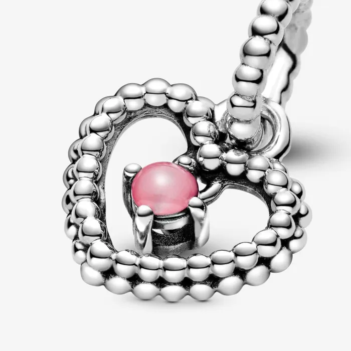 Birthstone Charms Women Pandora October Birthstone Heart Dangle Charm Pink