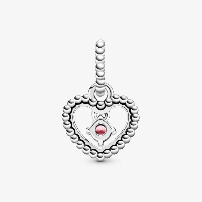 Birthstone Charms Women Pandora October Birthstone Heart Dangle Charm Pink