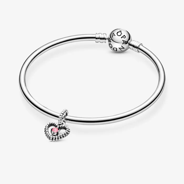Birthstone Charms Women Pandora October Birthstone Heart Dangle Charm Pink