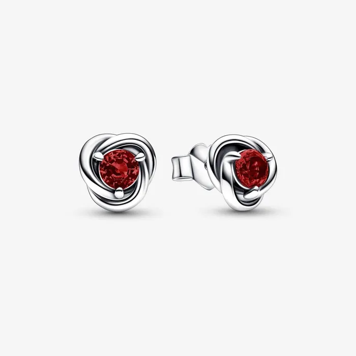 Birthstone Earrings Women Pandora January Birthstone Eternity Circle Stud Earrings Red