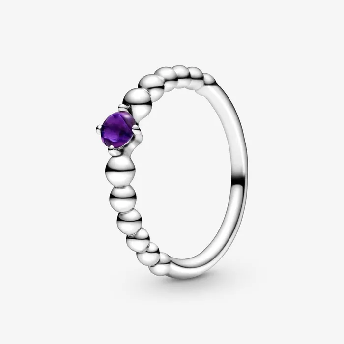 Birthstone Rings Women Pandora February Birthstone Beaded Ring Purple
