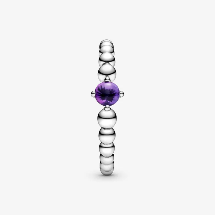 Birthstone Rings Women Pandora February Birthstone Beaded Ring Purple