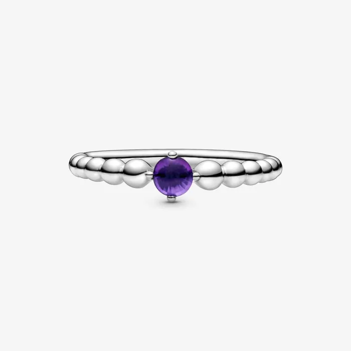 Birthstone Rings Women Pandora February Birthstone Beaded Ring Purple
