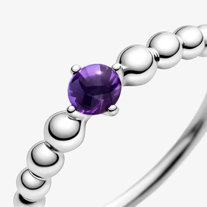 Birthstone Rings Women Pandora February Birthstone Beaded Ring Purple