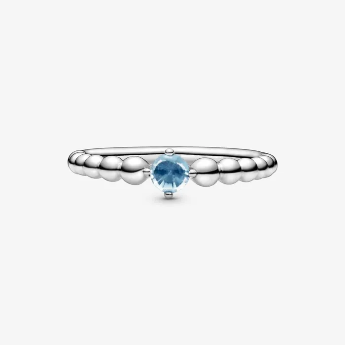 Birthstone Rings Women Pandora March Birthstone Beaded Ring Blue