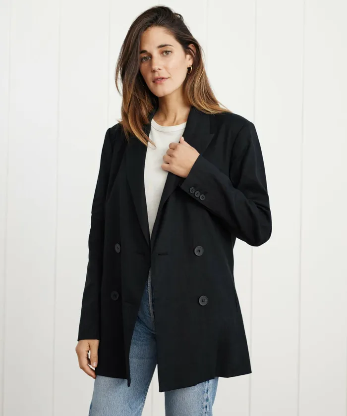 Blazers Women Jenni Kayne Linen Keaton Blazer Black