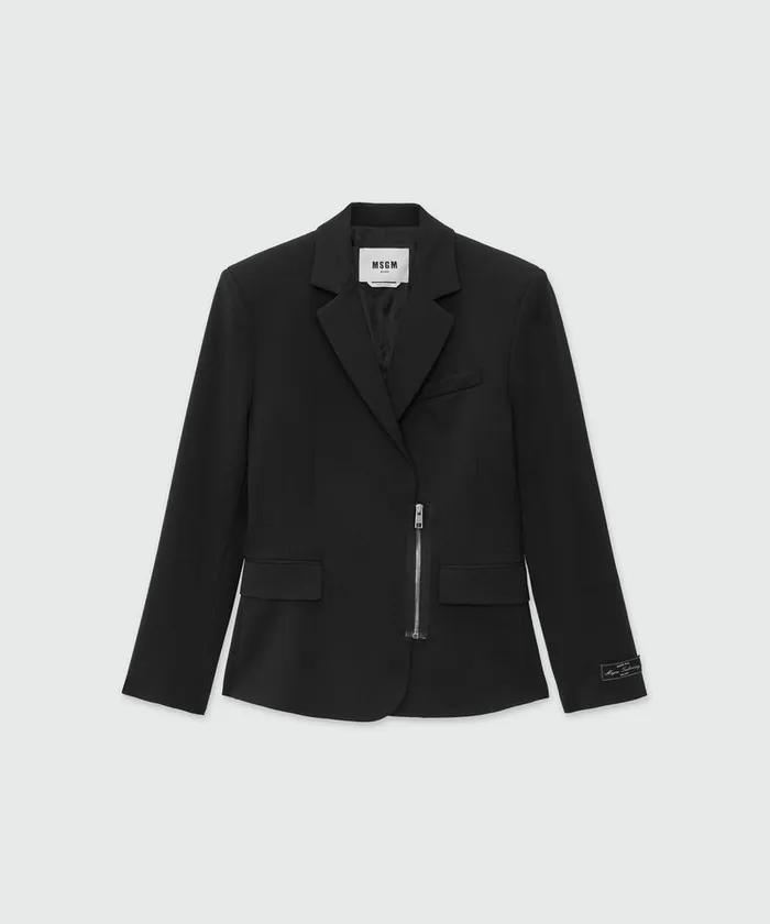 Blended Wool Jacket With Zipper Closure Women MSGM Blazers