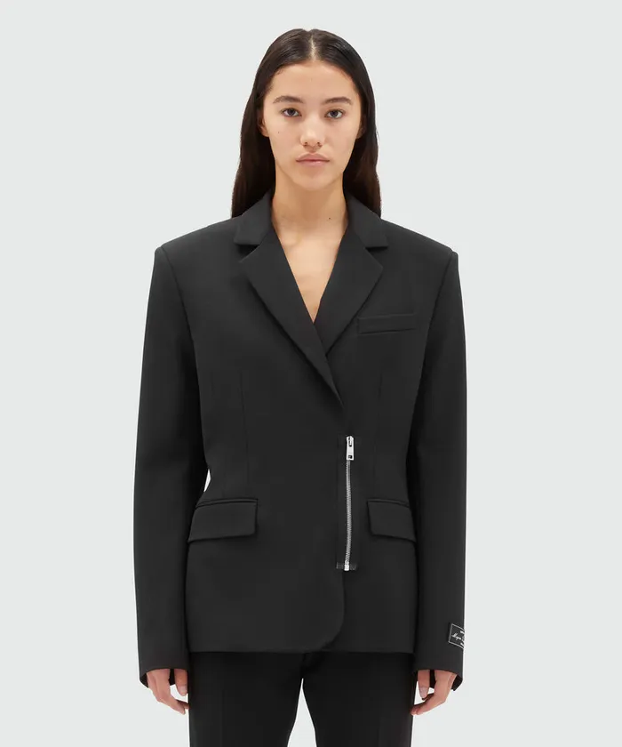 Blended Wool Jacket With Zipper Closure Women MSGM Blazers