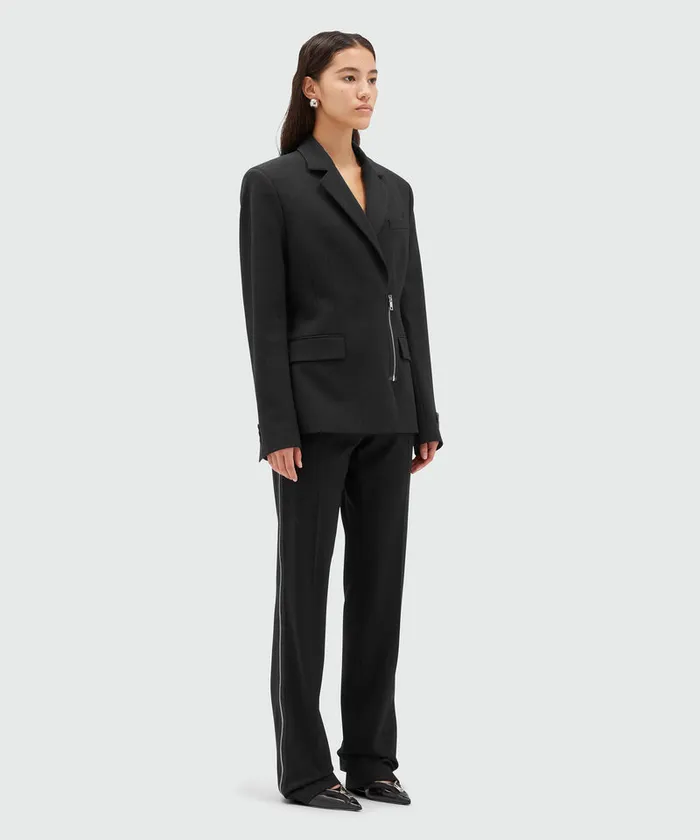 Blended Wool Jacket With Zipper Closure Women MSGM Blazers