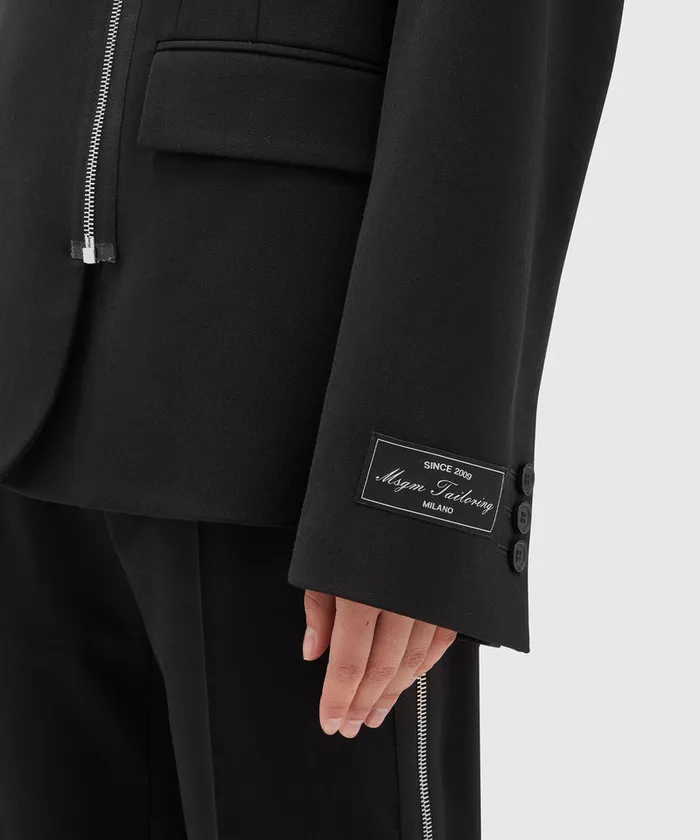 Blended Wool Jacket With Zipper Closure Women MSGM Blazers