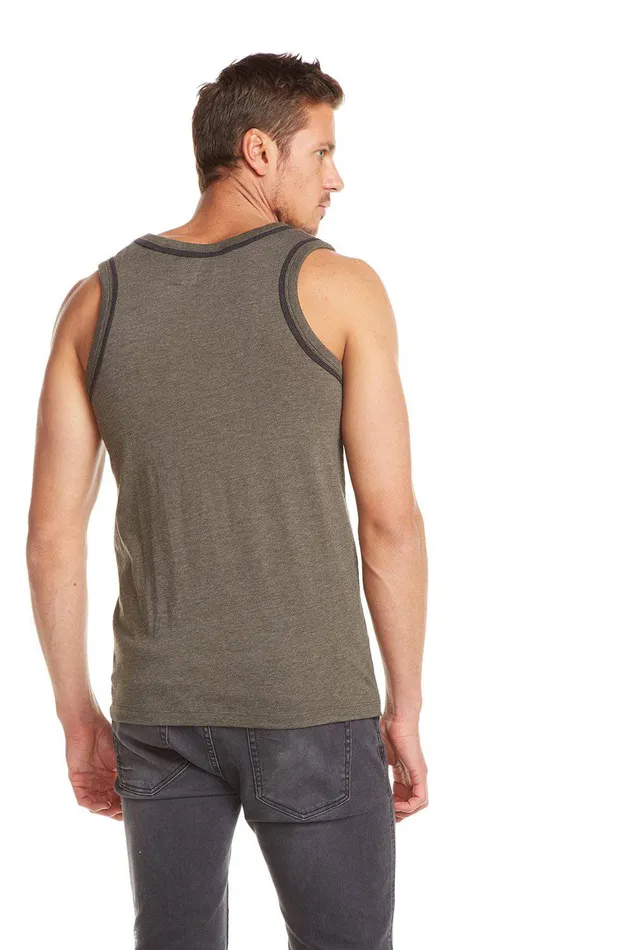 BLOCKED JERSEY MUSCLE TANK W CONTRAST BINDING Mens Tops Chaser Brand