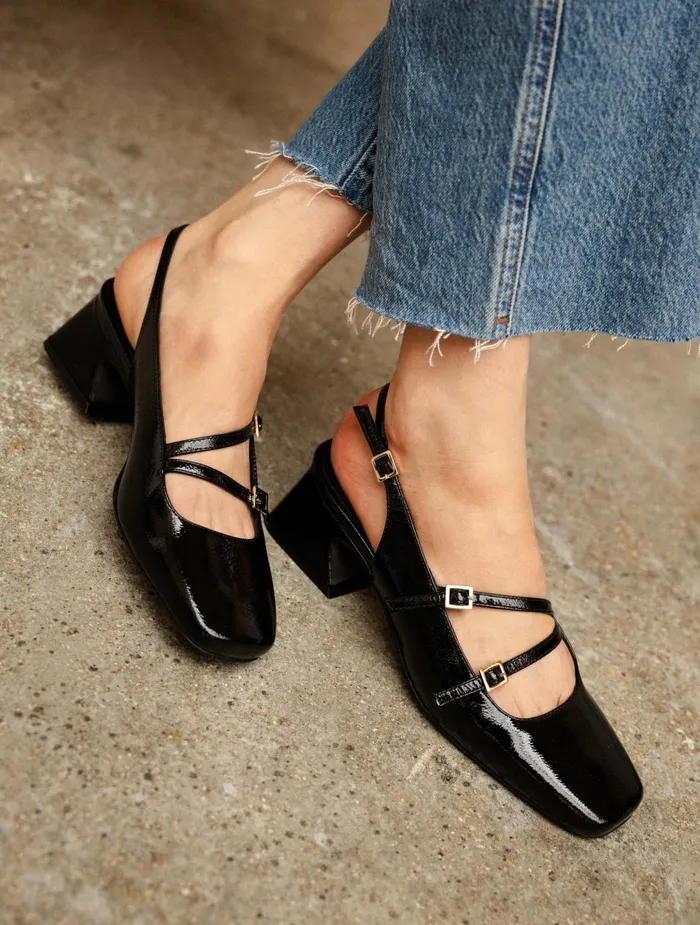 Bobbies Pumps and Mary Janes Becca Black Vinyl 8211 Women