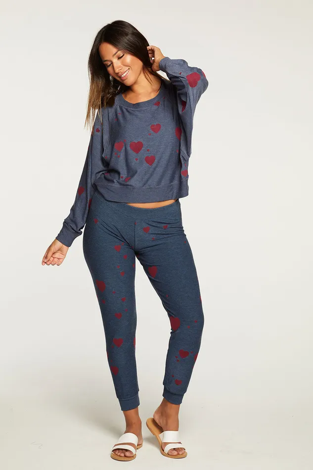 Bottoms Chaser Brand Womens Plum Hearts Pant Bottoms Chaser Brand Womens Plum Hearts Pant