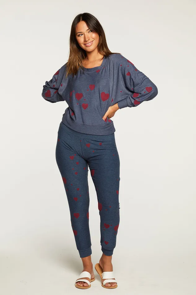 Bottoms Chaser Brand Womens Plum Hearts Pant Bottoms Chaser Brand Womens Plum Hearts Pant
